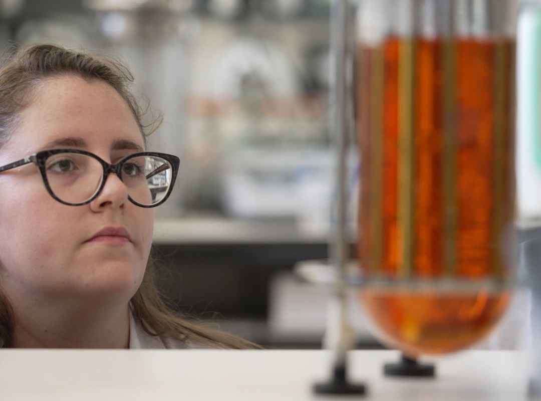 female student working in lab